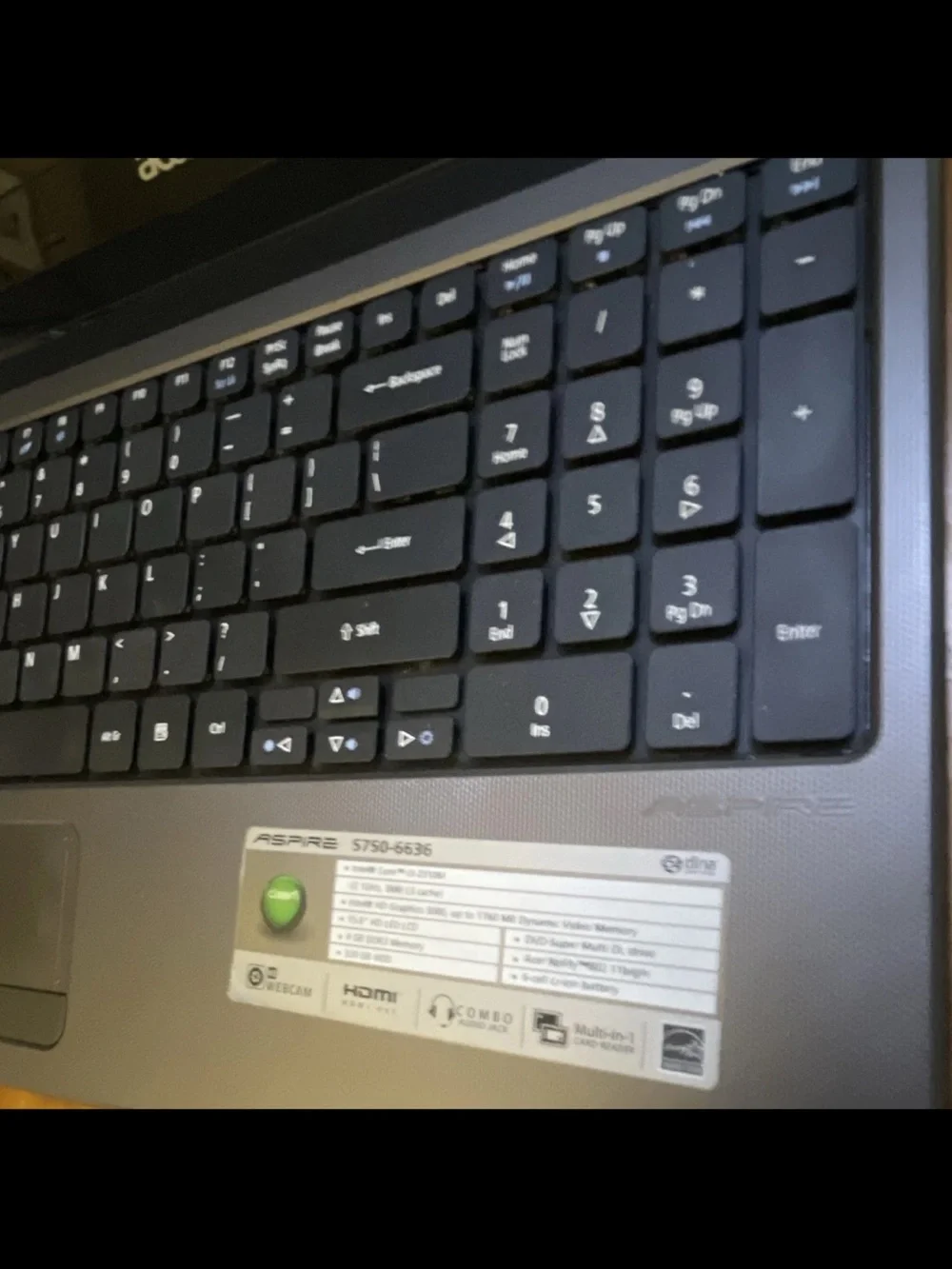 Intel Acer Laptop in Gray and Black with 15-inch Display